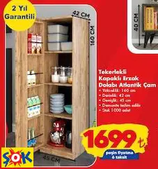 TEKERLEKLİ KAPAKLI ERZAK DOLABI ATLANTİK ÇAM